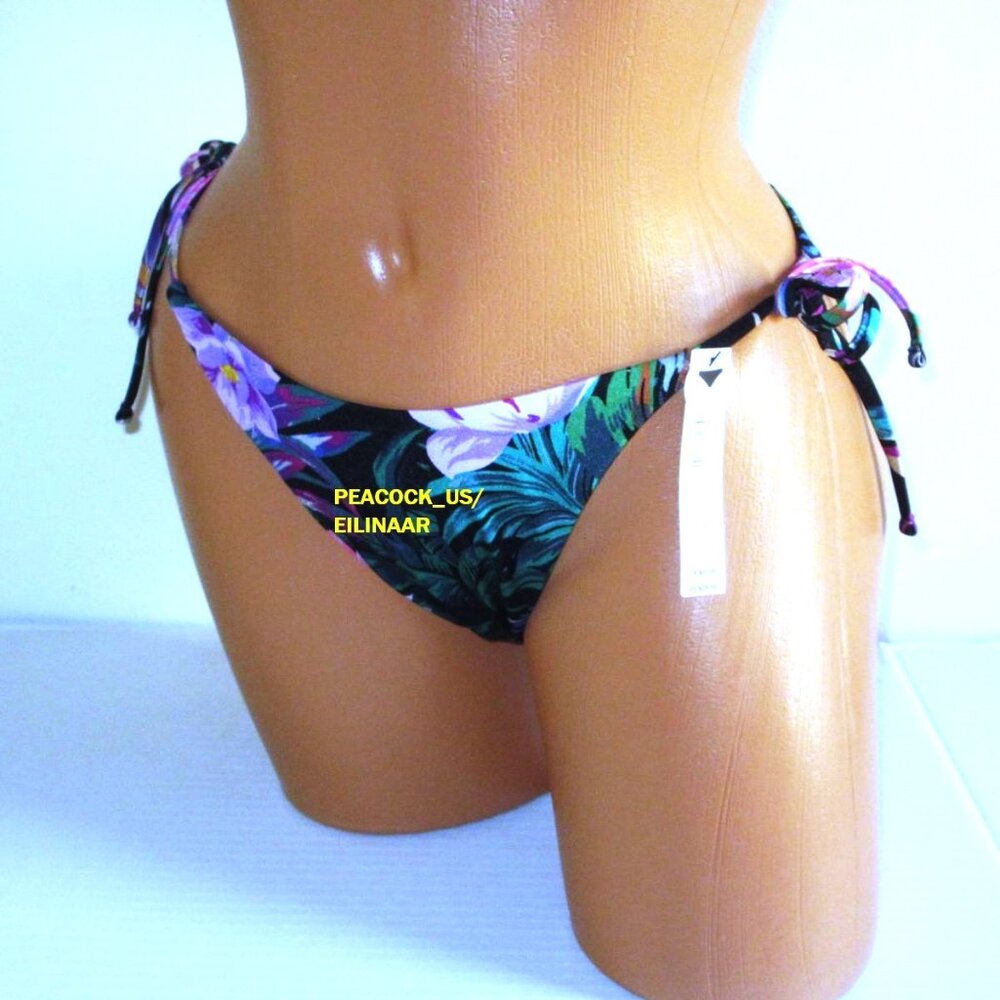34C/S VICTORIA SECRET SWIM Lace-Up Top Bikini Set Side Tie Cheeky Bottom Floral - Picture 5 of 12